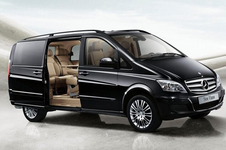 Experience Dubai in style with the luxurious Mercedes Benz V250 VIP Van featuring spacious interiors and professional drivers ensuring smooth travel through the iconic landscapes of the UAE.